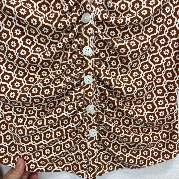 Anthropologie Maeve Ruched Shirt Size Medium Retro Graphic Print Y2K Inspired - Picture 6 of 9
